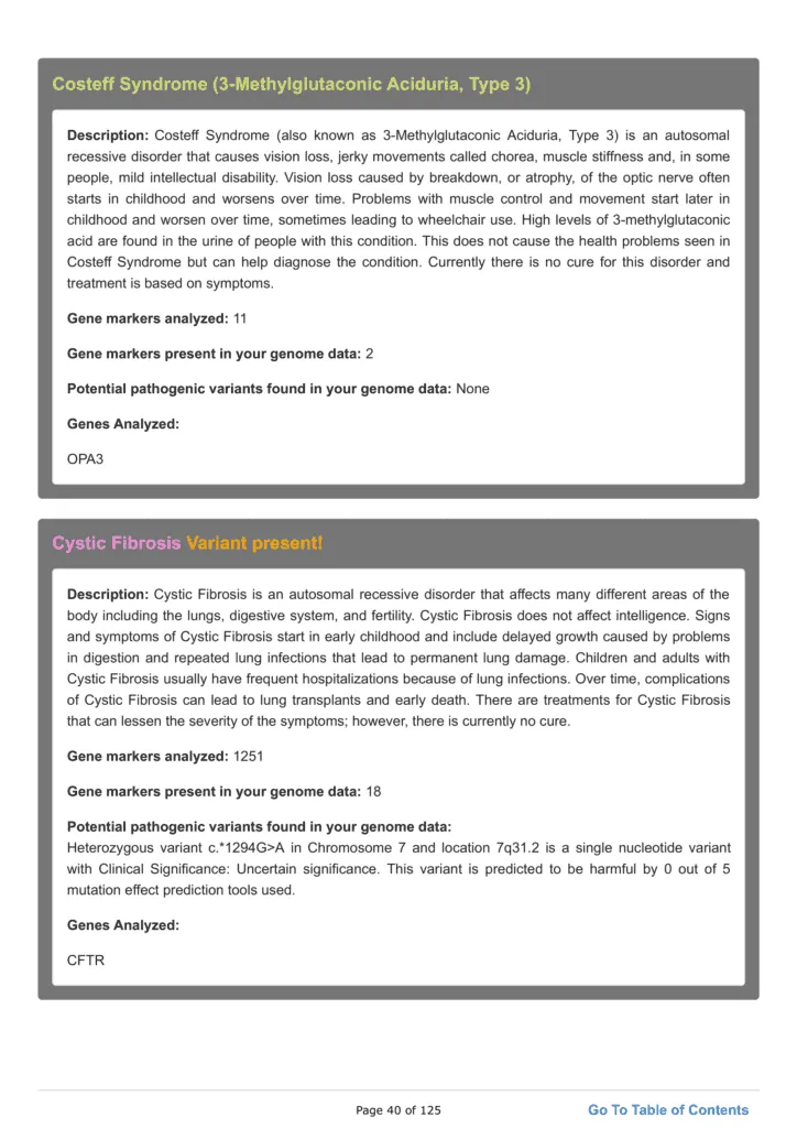 Carrier screening report