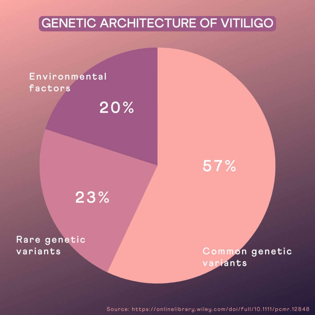 Pie chart showing different factors that influence vitiligo