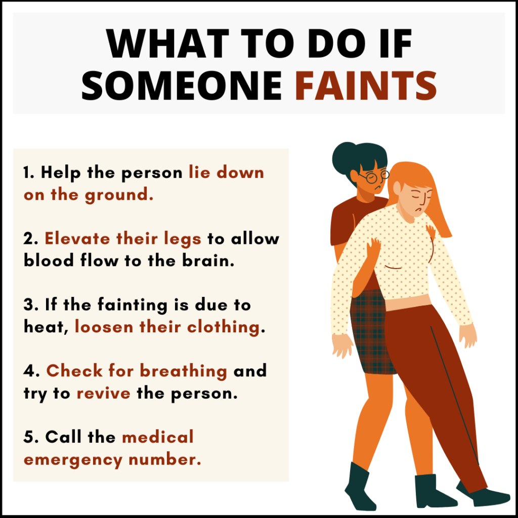 Infographic on what to do when someone faints