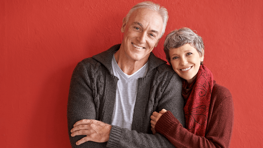 Image showing an old happy healthy couple arm in arm