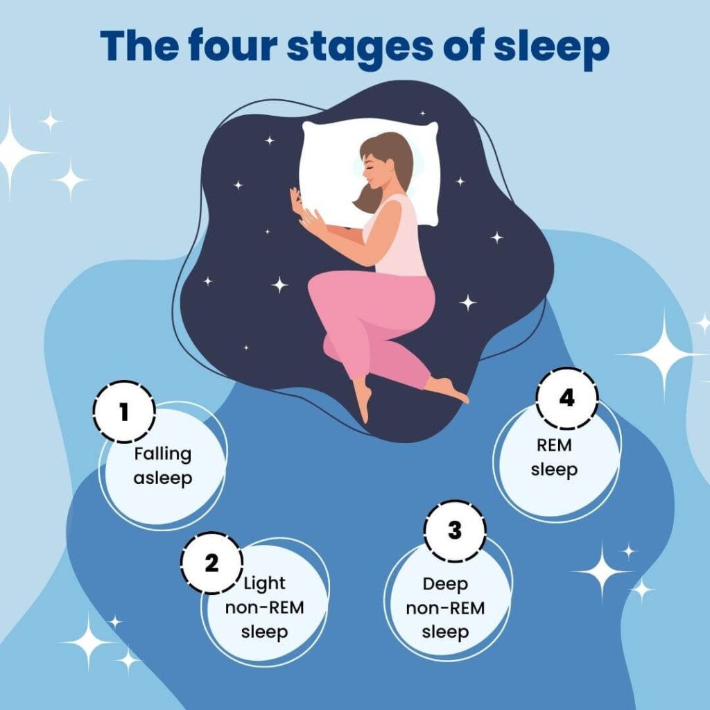 Infographic showing the four stages of deep sleep