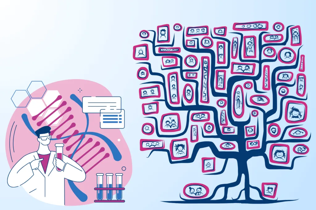 A vector illustration representing genetic DNA testing for haplogroups and ancestry