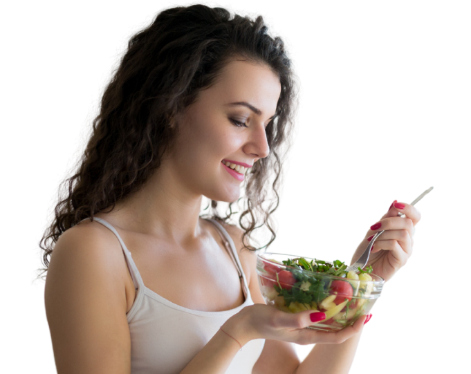 woman eating diet food