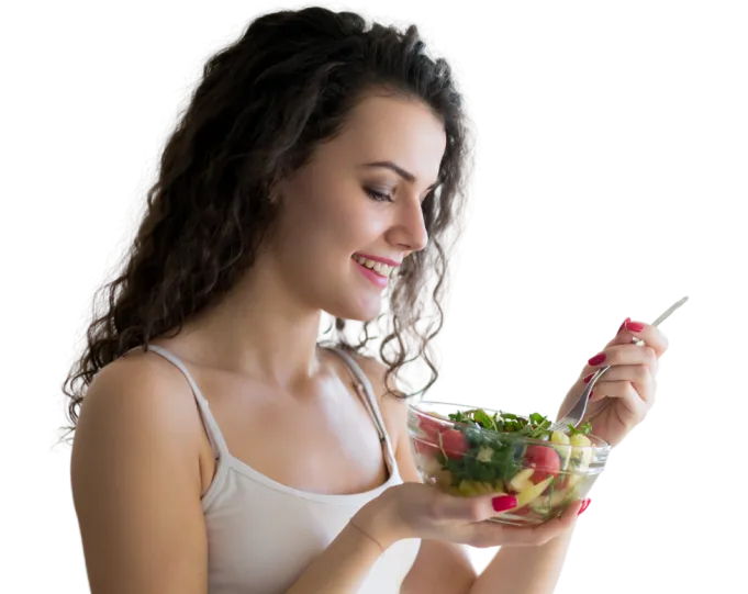 woman eating diet food