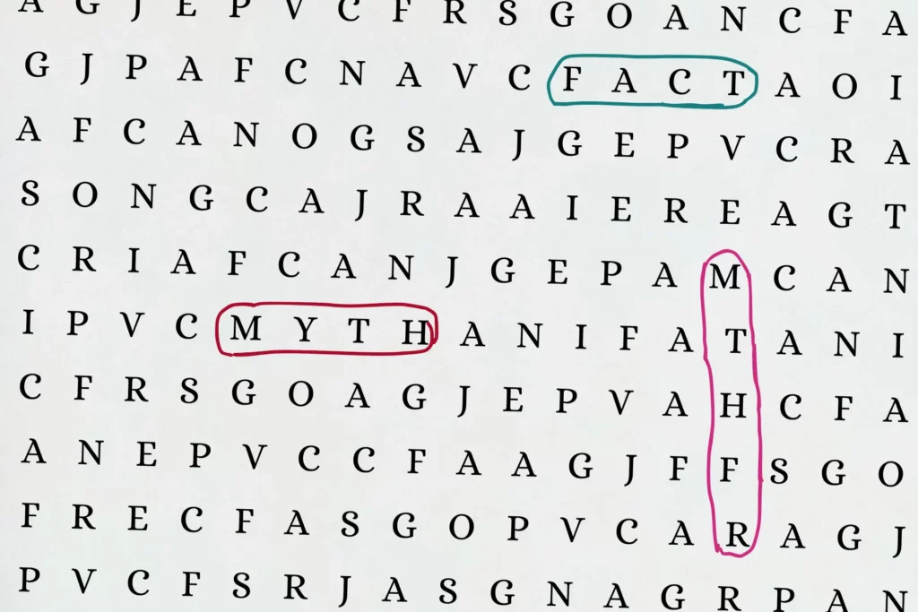 MTHFR MYTHS and FACTS circled out in a crossword puzzle