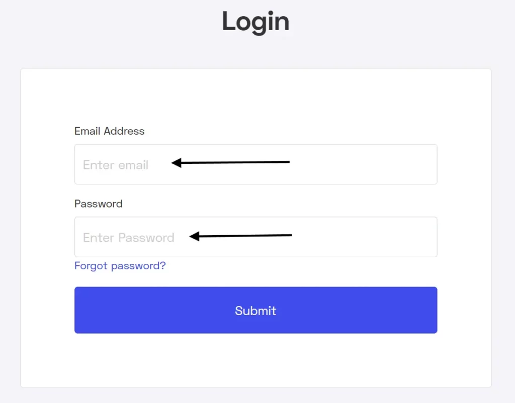 The Nebula login page with fields to enter your email address and password, followed by a submit button.