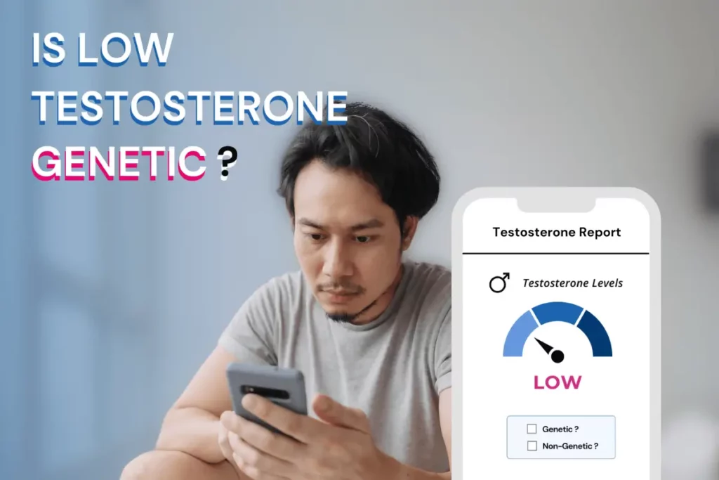 Is low testosterone genetic? A man studies the results of his testosterone report, wondering if it's genetic or not.